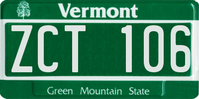 VT license plate ZCT106
