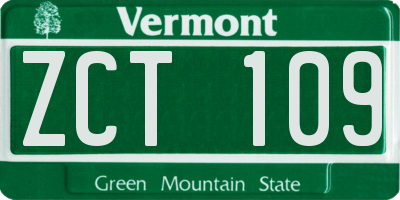 VT license plate ZCT109