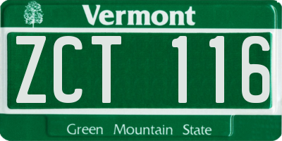VT license plate ZCT116