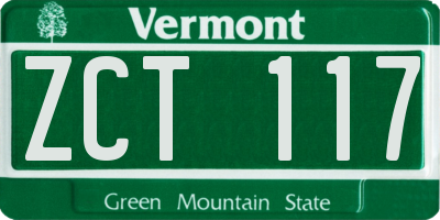 VT license plate ZCT117