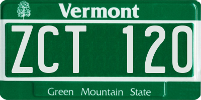 VT license plate ZCT120