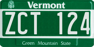 VT license plate ZCT124