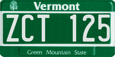 VT license plate ZCT125