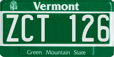 VT license plate ZCT126