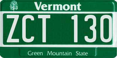 VT license plate ZCT130