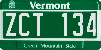 VT license plate ZCT134