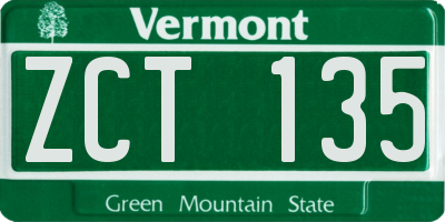 VT license plate ZCT135