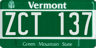 VT license plate ZCT137