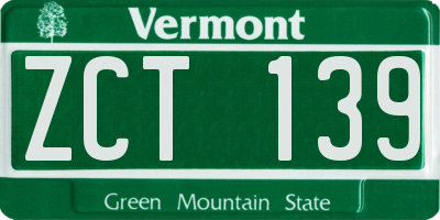 VT license plate ZCT139