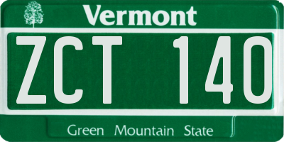VT license plate ZCT140