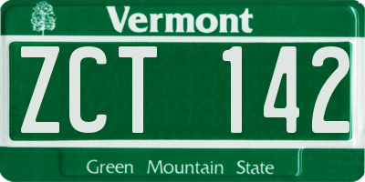 VT license plate ZCT142