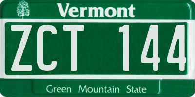 VT license plate ZCT144