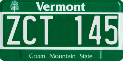 VT license plate ZCT145