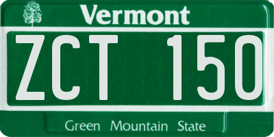 VT license plate ZCT150