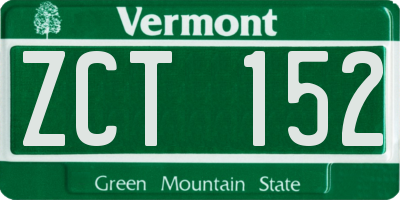 VT license plate ZCT152