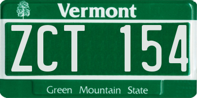 VT license plate ZCT154