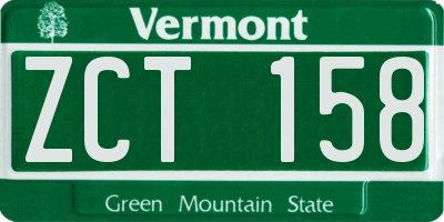 VT license plate ZCT158