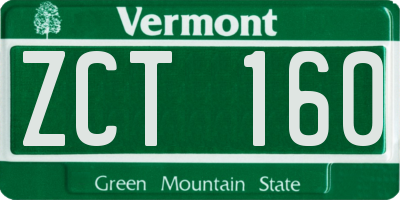 VT license plate ZCT160