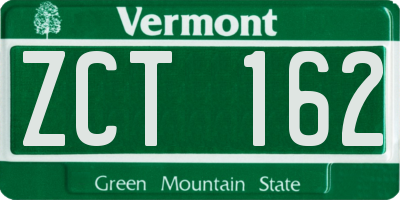 VT license plate ZCT162