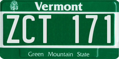 VT license plate ZCT171