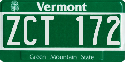 VT license plate ZCT172