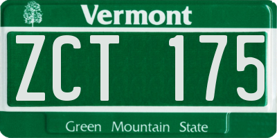 VT license plate ZCT175