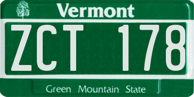 VT license plate ZCT178