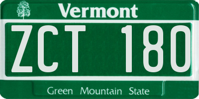 VT license plate ZCT180