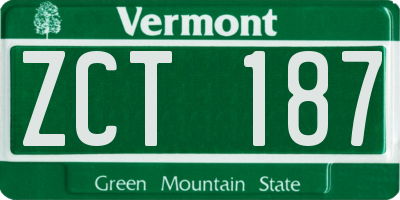 VT license plate ZCT187