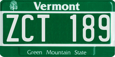VT license plate ZCT189