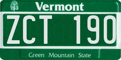 VT license plate ZCT190