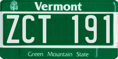 VT license plate ZCT191