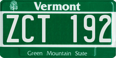VT license plate ZCT192