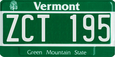 VT license plate ZCT195