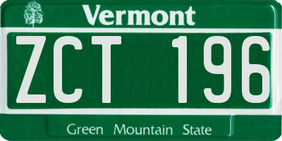 VT license plate ZCT196