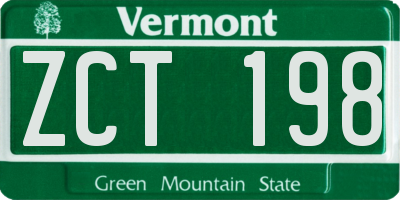 VT license plate ZCT198