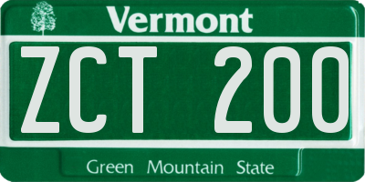 VT license plate ZCT200