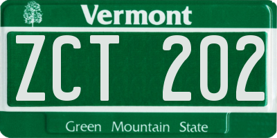 VT license plate ZCT202