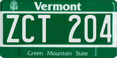 VT license plate ZCT204