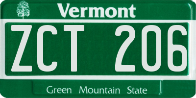 VT license plate ZCT206