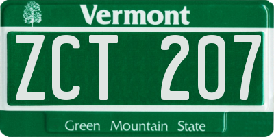 VT license plate ZCT207