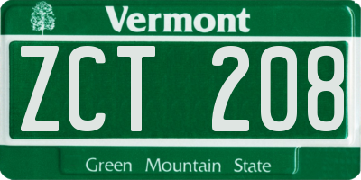 VT license plate ZCT208