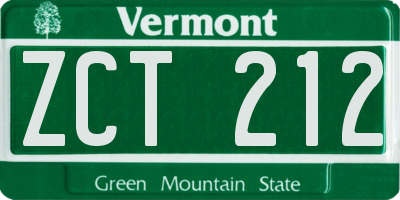 VT license plate ZCT212