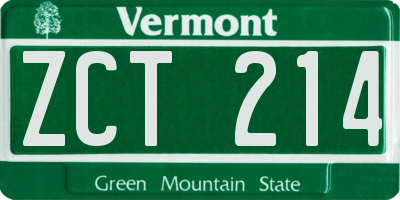 VT license plate ZCT214