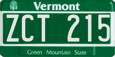 VT license plate ZCT215
