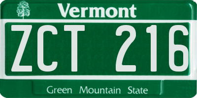VT license plate ZCT216