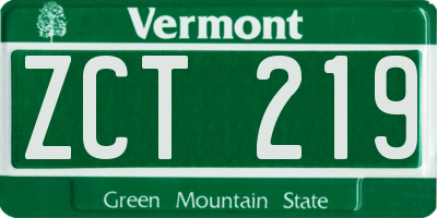 VT license plate ZCT219