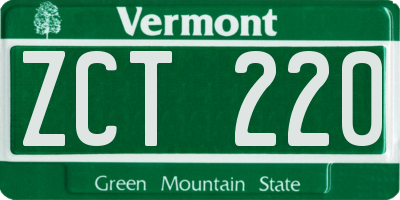 VT license plate ZCT220