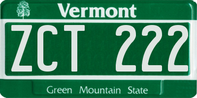 VT license plate ZCT222