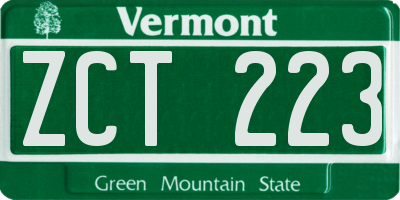 VT license plate ZCT223